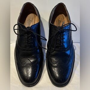 G.H. Bass Shoes Men 8.5 M Oxford Lace up Black Leather Wingtip